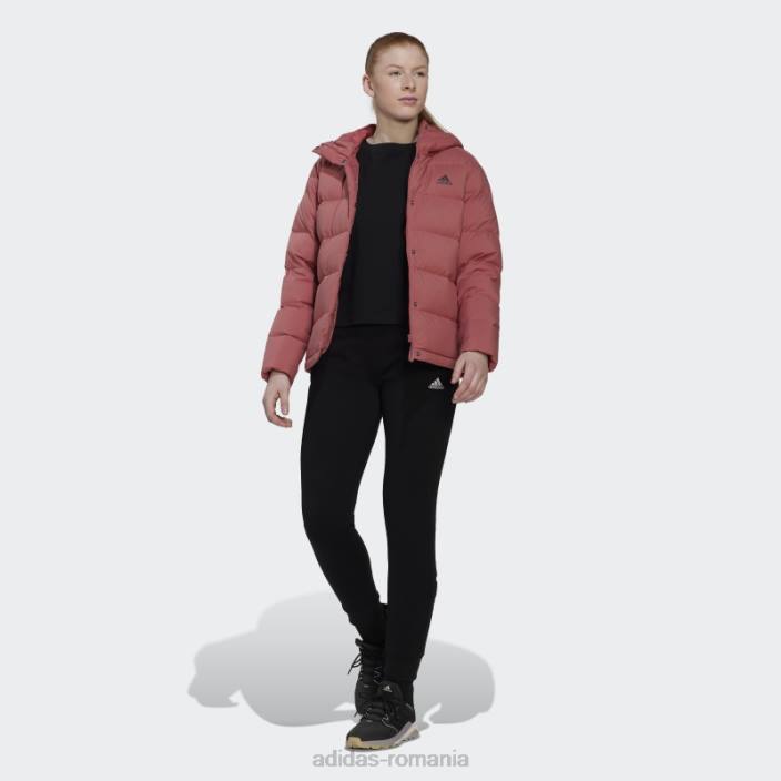 Adidas jachetă de puf cu glugă helionic roșie femei roșu 2JBN17089