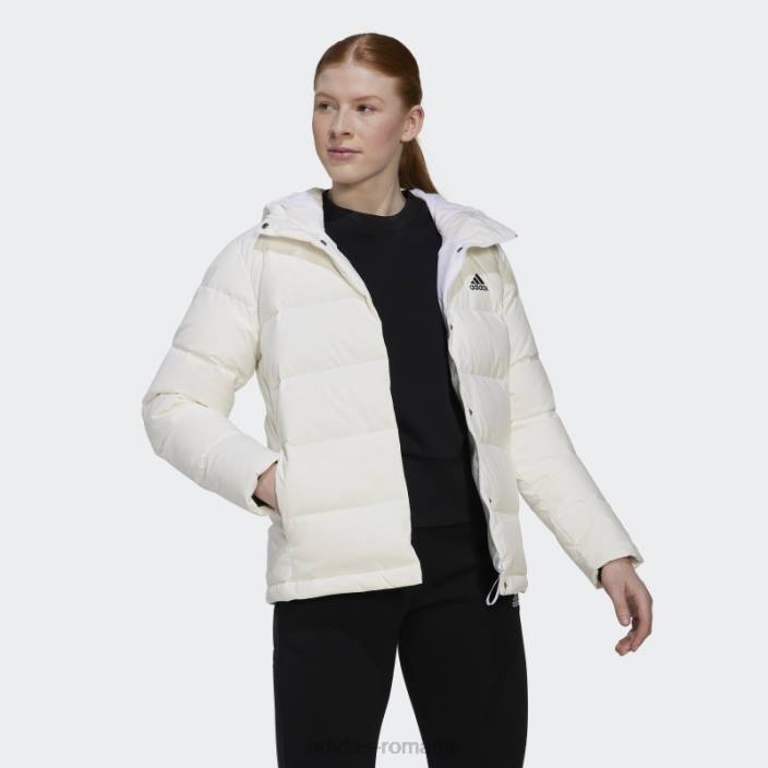 Adidas jachetă de puf helionic albă cu glugă femei alb 2JBN17206