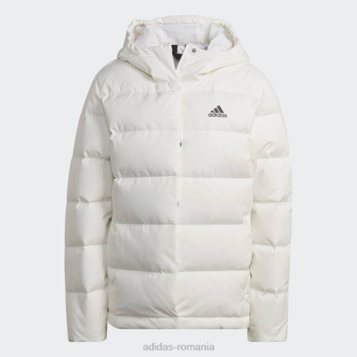Adidas jachetă de puf helionic albă cu glugă femei alb 2JBN17206