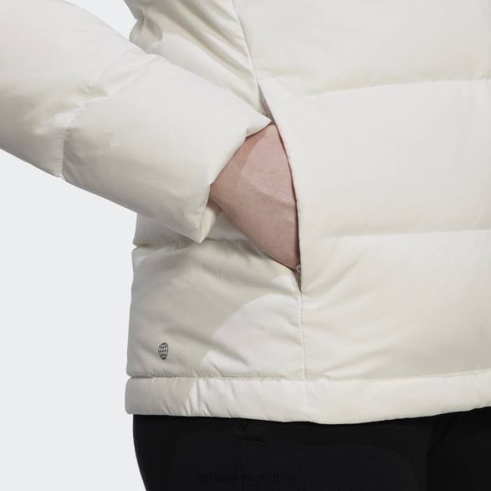 Adidas jachetă de puf helionic albă cu glugă femei alb 2JBN17206