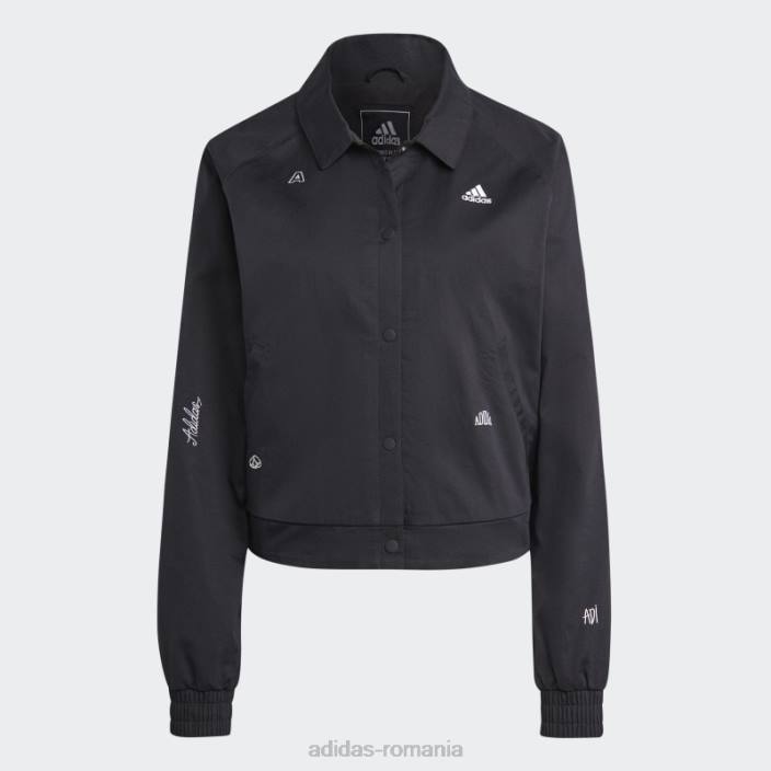 Adidas jachetă de sport cu grafică inspirată de cristale vindecătoare negru adidas femei alb negru 2JBN8970
