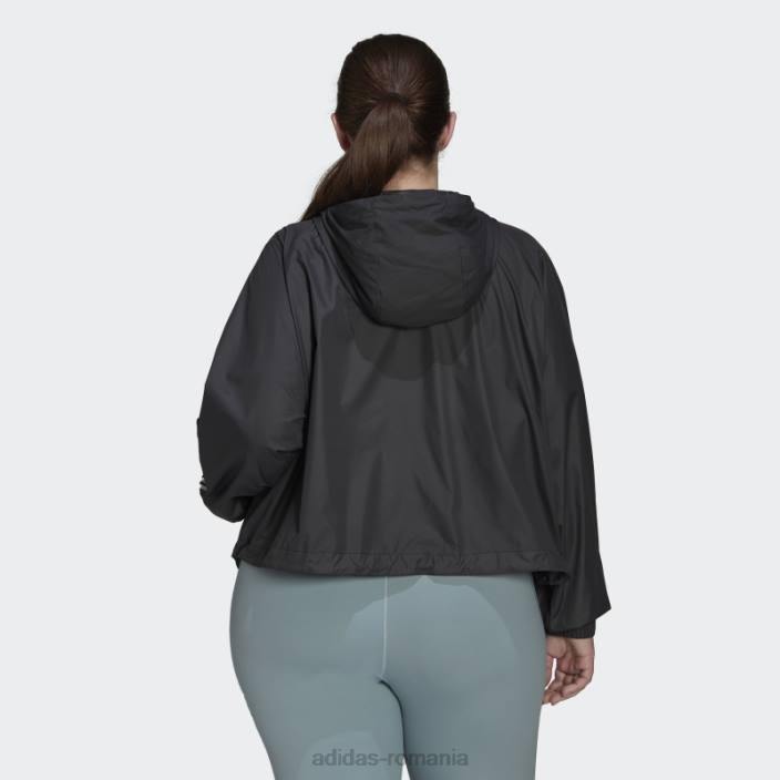 Adidas jachetă de vânt bsc cu 3 dungi (plus mărime) neagră femei alb negru 2JBN17348