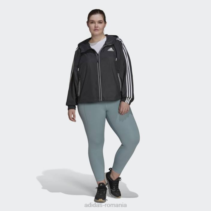 Adidas jachetă de vânt bsc cu 3 dungi (plus mărime) neagră femei alb negru 2JBN17348