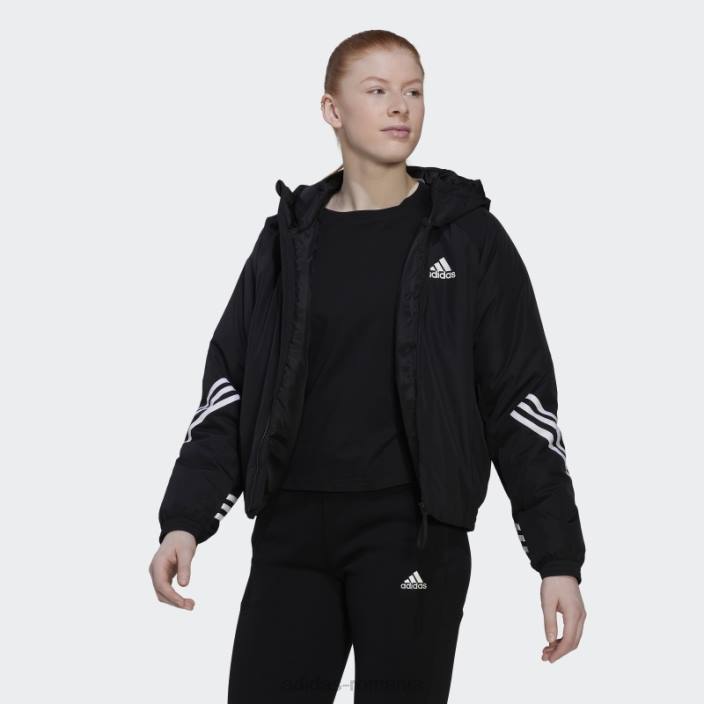 Adidas jachetă neagră cu glugă sport înapoi femei negru 2JBN17188