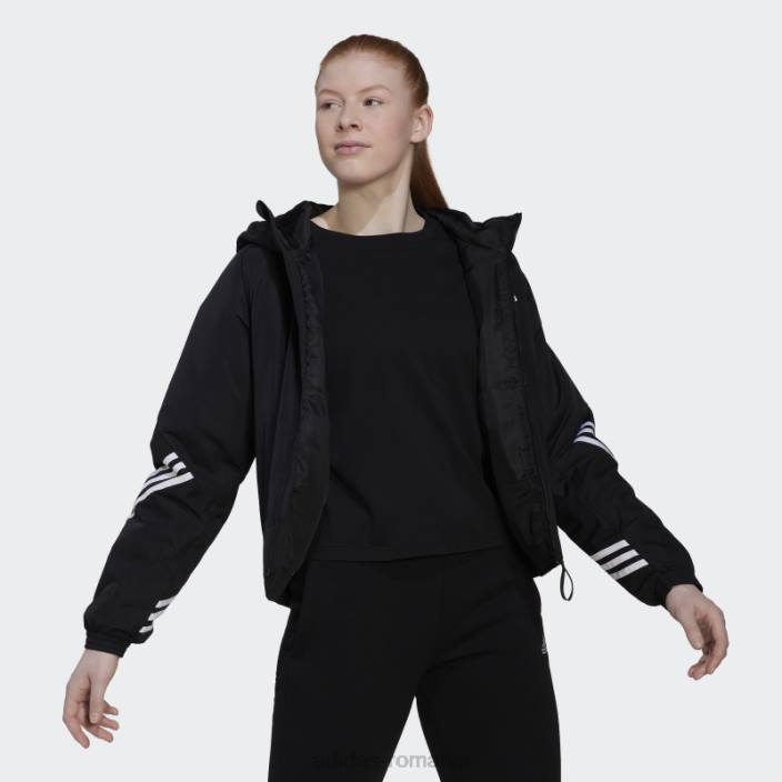 Adidas jachetă neagră cu glugă sport înapoi femei negru 2JBN17188