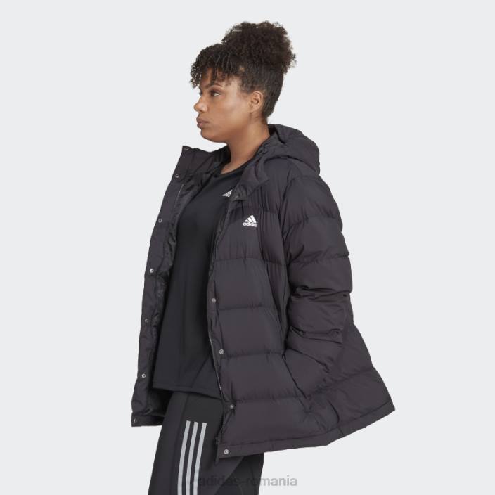 Adidas jachetă neagră helionic cu glugă din puf (plus mărime) femei negru 2JBN17128