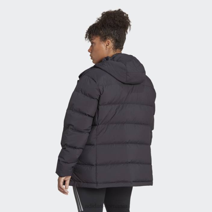 Adidas jachetă neagră helionic cu glugă din puf (plus mărime) femei negru 2JBN17128