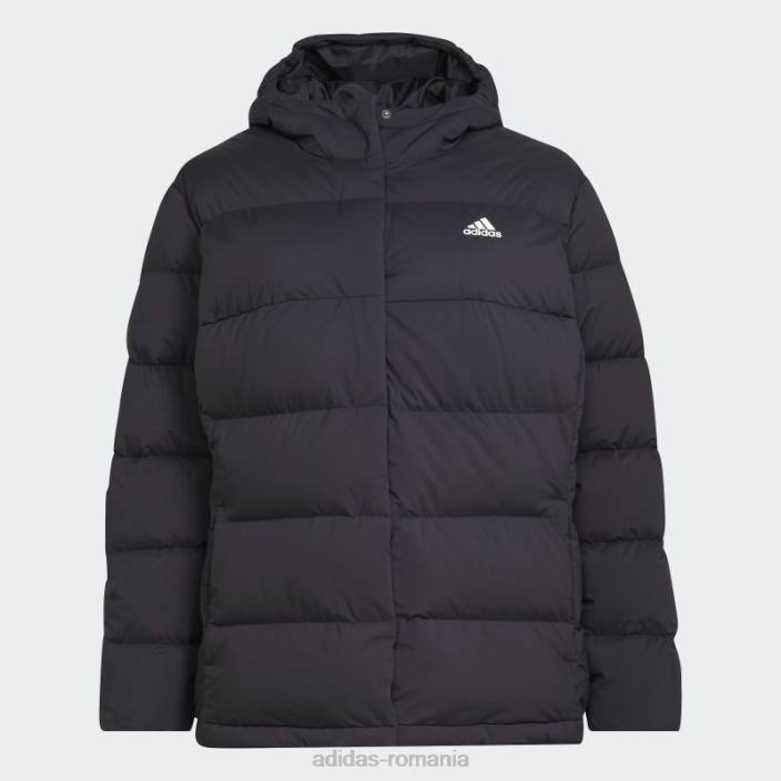Adidas jachetă neagră helionic cu glugă din puf (plus mărime) femei negru 2JBN17128