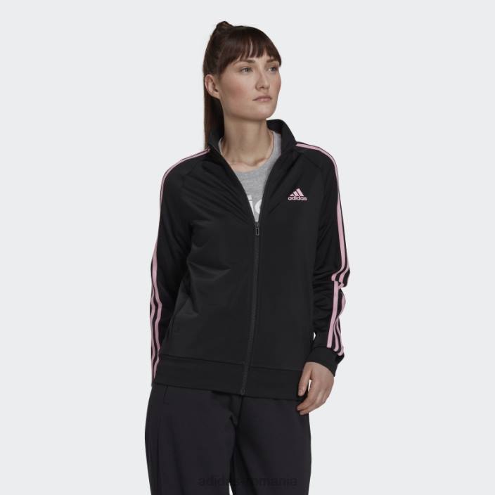 Adidas jachetă neagră pentru încălzire primegreen essentials, subțire, cu 3 dungi femei negru/roz adevărat 2JBN9448