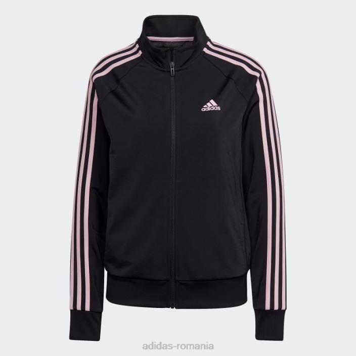 Adidas jachetă neagră pentru încălzire primegreen essentials, subțire, cu 3 dungi femei negru/roz adevărat 2JBN9448