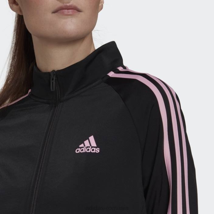 Adidas jachetă neagră pentru încălzire primegreen essentials, subțire, cu 3 dungi femei negru/roz adevărat 2JBN9448