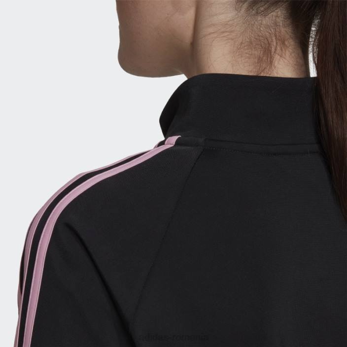 Adidas jachetă neagră pentru încălzire primegreen essentials, subțire, cu 3 dungi femei negru/roz adevărat 2JBN9448