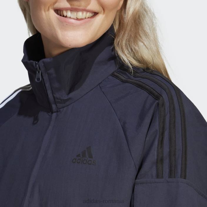 Adidas jachetă ușoară cu 3 dungi cu cerneală, cu flori de chenilie femei cerneală 2JBN9611