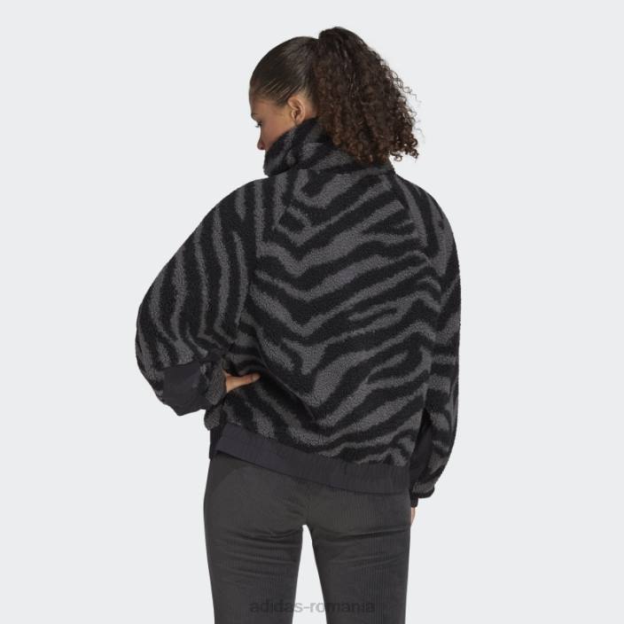 Adidas jachetă zebră hyperglam fleece neagră fashion femei multicolor/negru 2JBN10558