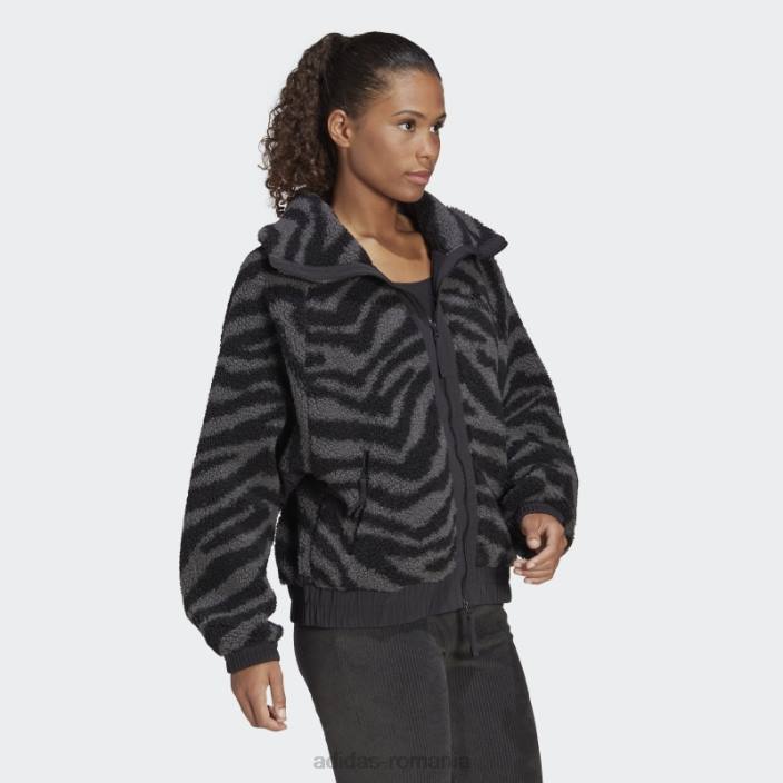 Adidas jachetă zebră hyperglam fleece neagră fashion femei multicolor/negru 2JBN10558