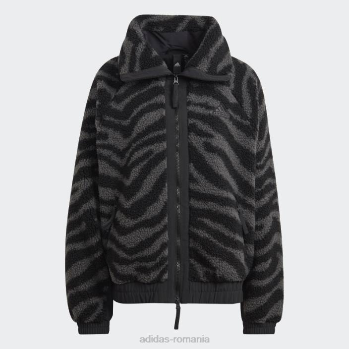 Adidas jachetă zebră hyperglam fleece neagră fashion femei multicolor/negru 2JBN10558