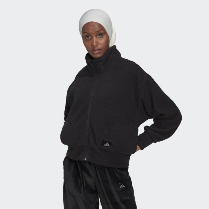Adidas jacheta sherpa holidayz neagra femei negru 2JBN9962