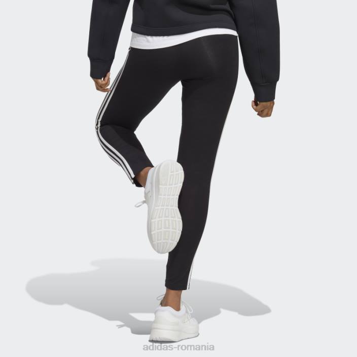 Adidas jambiere de un singur tricou cu talie înaltă, negru, cu trei dungi femei alb negru 2JBN8935