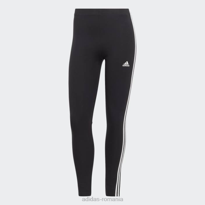 Adidas jambiere de un singur tricou cu talie înaltă, negru, cu trei dungi femei alb negru 2JBN8935