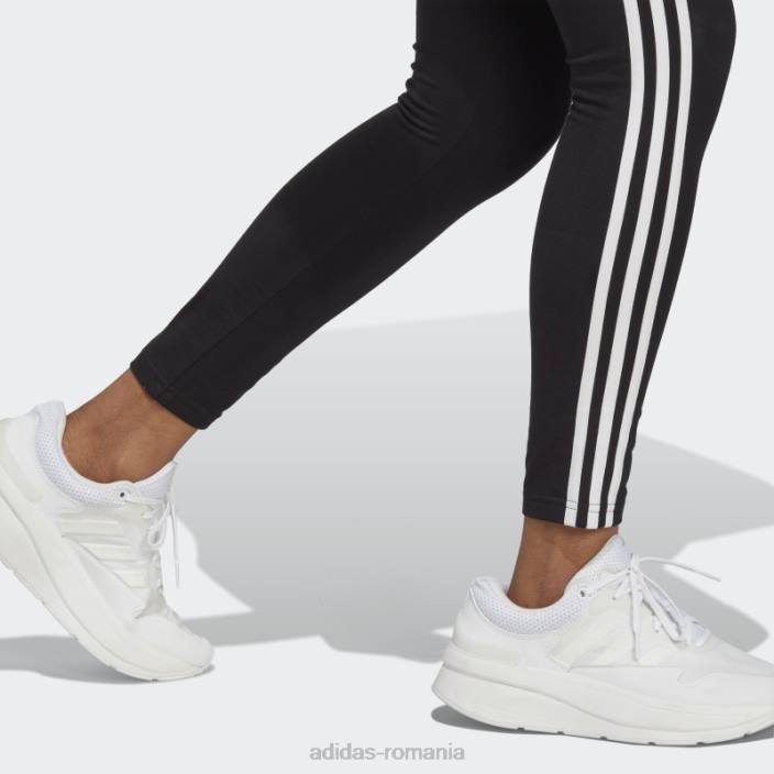 Adidas jambiere de un singur tricou cu talie înaltă, negru, cu trei dungi femei alb negru 2JBN8935
