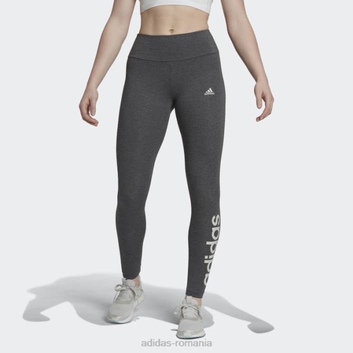 Adidas leggings cu logo-ul cu talie înaltă adidas femei gri închis erica/verde 2JBN10149