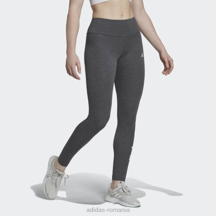 Adidas leggings cu logo-ul cu talie înaltă adidas femei gri închis erica/verde 2JBN10149