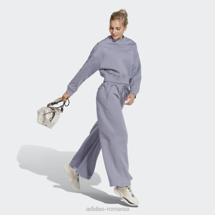 Adidas lounge fleece pantaloni largi violet argintiu femei violet argintiu 2JBN2390