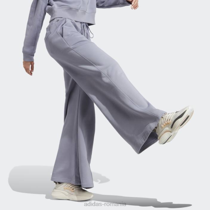 Adidas lounge fleece pantaloni largi violet argintiu moda femei violet argintiu 2JBN9012