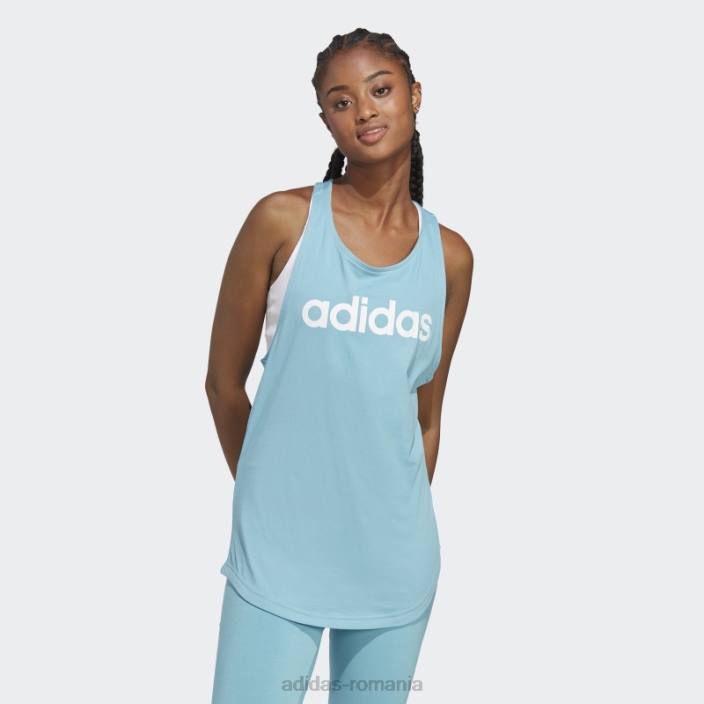 Adidas maiou cu logo largi blue essentials femei albastru alb 2JBN16409
