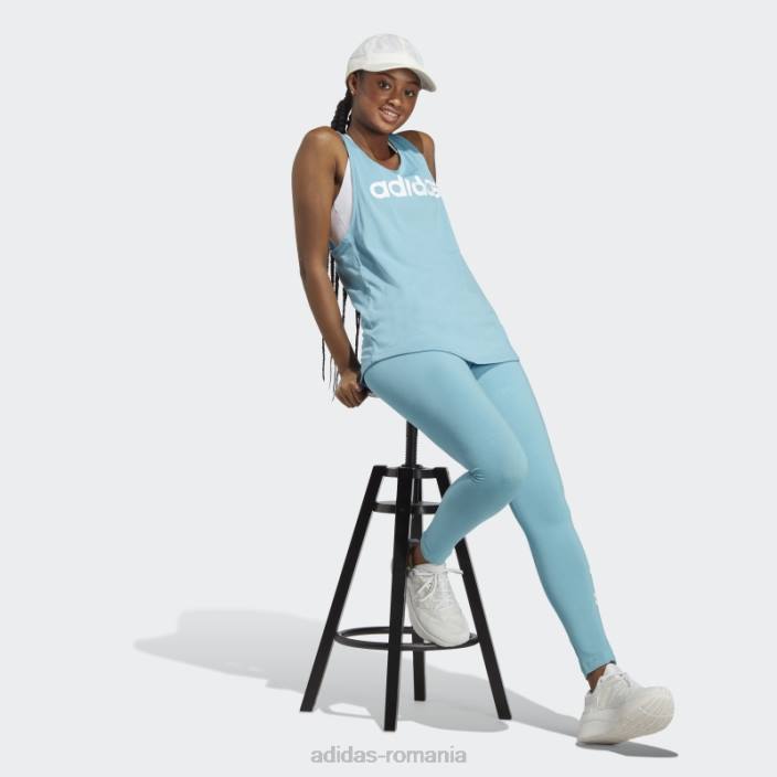 Adidas maiou cu logo largi blue essentials femei albastru alb 2JBN16409