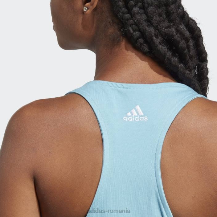 Adidas maiou cu logo largi blue essentials femei albastru alb 2JBN16409