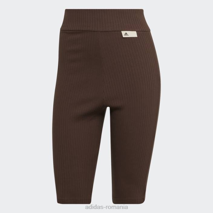 Adidas maro studio lounge pantaloni scurți cu nervuri fashion femei maro 2JBN2693