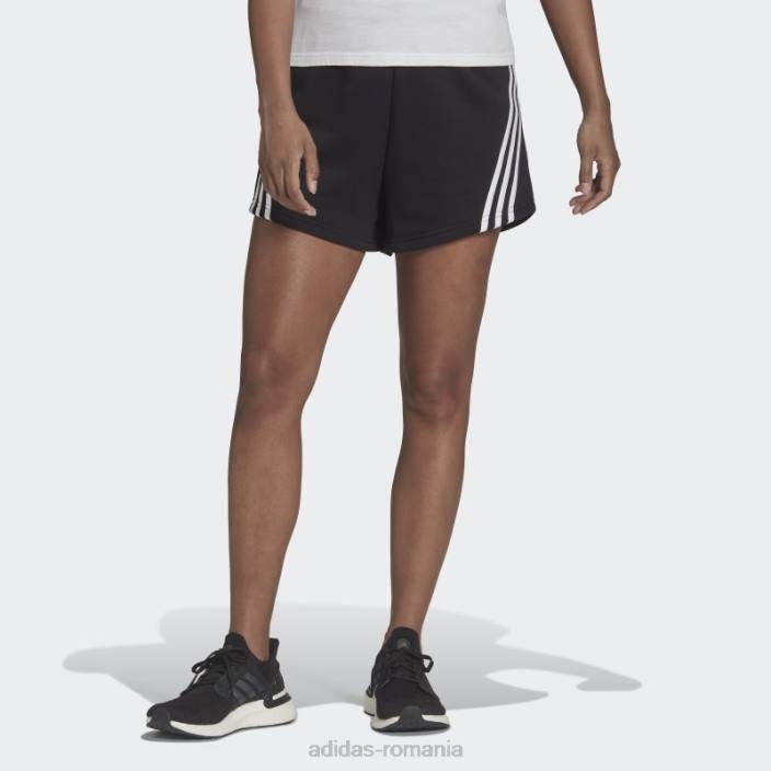 Adidas îmbrăcăminte sport neagră fierbinte icoane viitoare pantaloni scurți cu 3 dungi femei negru 2JBN3247