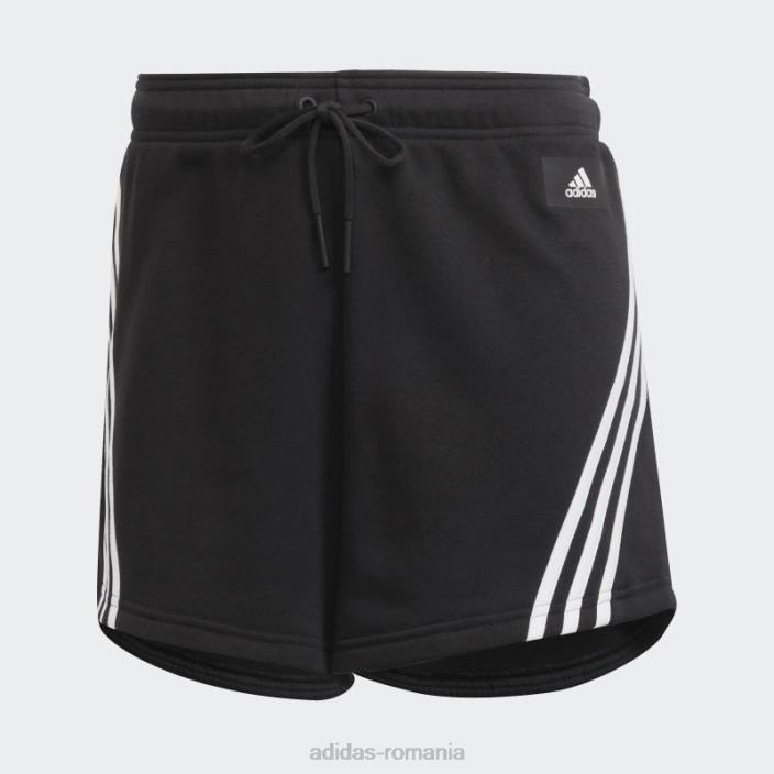 Adidas îmbrăcăminte sport neagră fierbinte icoane viitoare pantaloni scurți cu 3 dungi femei negru 2JBN3247