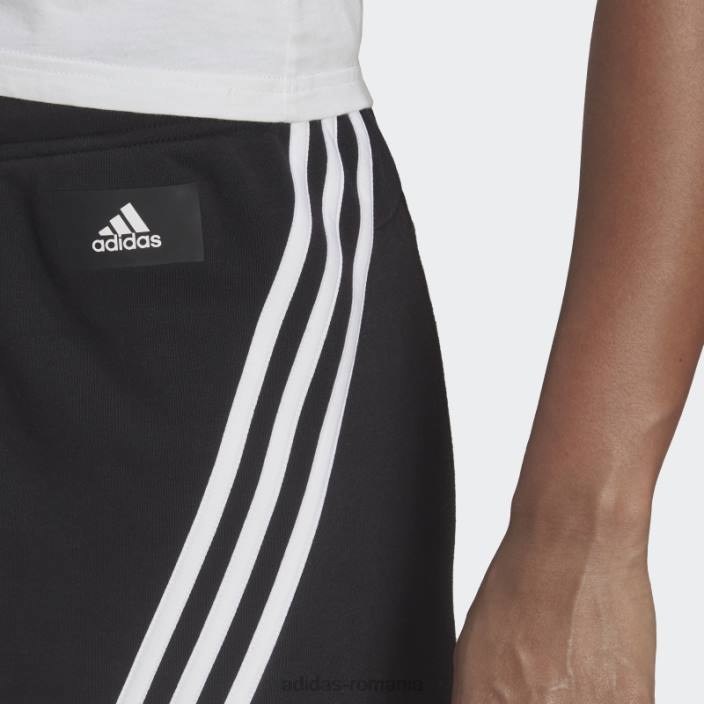 Adidas îmbrăcăminte sport neagră fierbinte icoane viitoare pantaloni scurți cu 3 dungi femei negru 2JBN3247