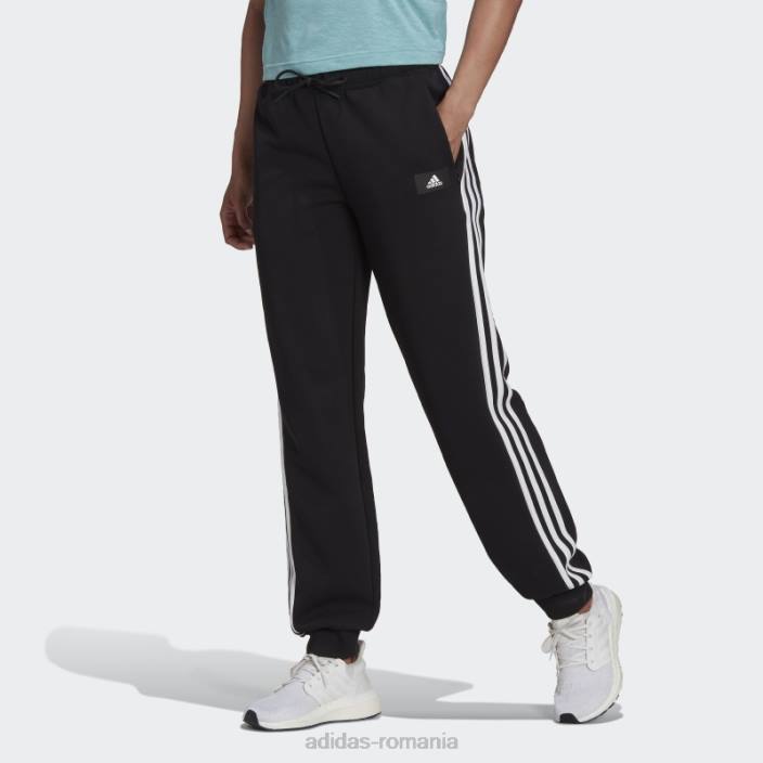 Adidas îmbrăcăminte sport neagră icoane viitoare pantaloni 3 dungi fierbinți femei negru 2JBN9270