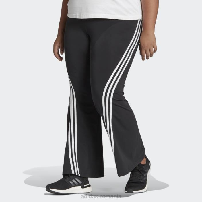 Adidas îmbrăcăminte sport neagră icoane viitoare pantaloni evazați cu 3 dungi (plus mărime) fierbinți femei negru 2JBN3054