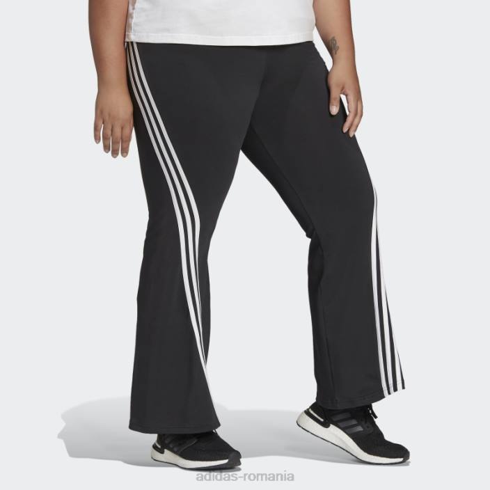 Adidas îmbrăcăminte sport neagră icoane viitoare pantaloni evazați cu 3 dungi (plus mărime) fierbinți femei negru 2JBN3054