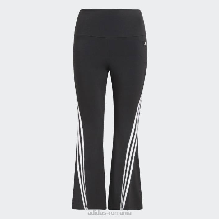 Adidas îmbrăcăminte sport neagră icoane viitoare pantaloni evazați cu 3 dungi (plus mărime) fierbinți femei negru 2JBN3054