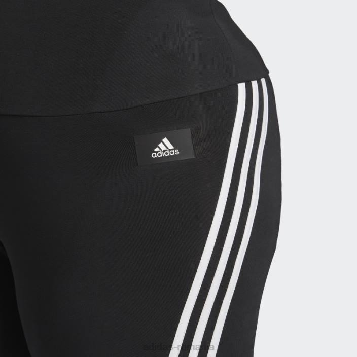 Adidas îmbrăcăminte sport neagră icoane viitoare pantaloni evazați cu 3 dungi (plus mărime) fierbinți femei negru 2JBN3054