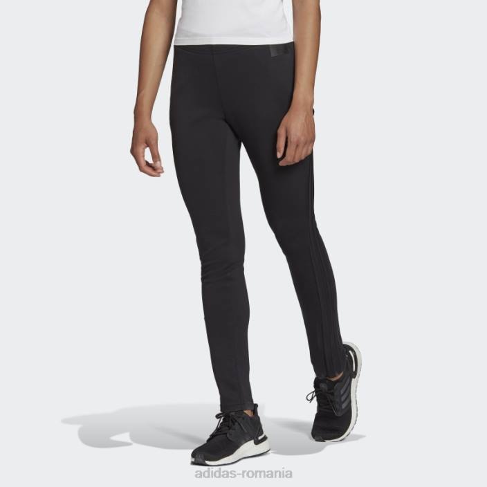 Adidas îmbrăcăminte sport neagră icoane viitoare pantaloni skinny cu 3 dungi femei negru 2JBN3242