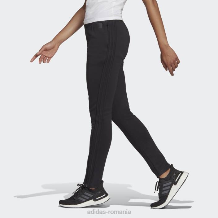 Adidas îmbrăcăminte sport neagră icoane viitoare pantaloni skinny cu 3 dungi femei negru 2JBN3242
