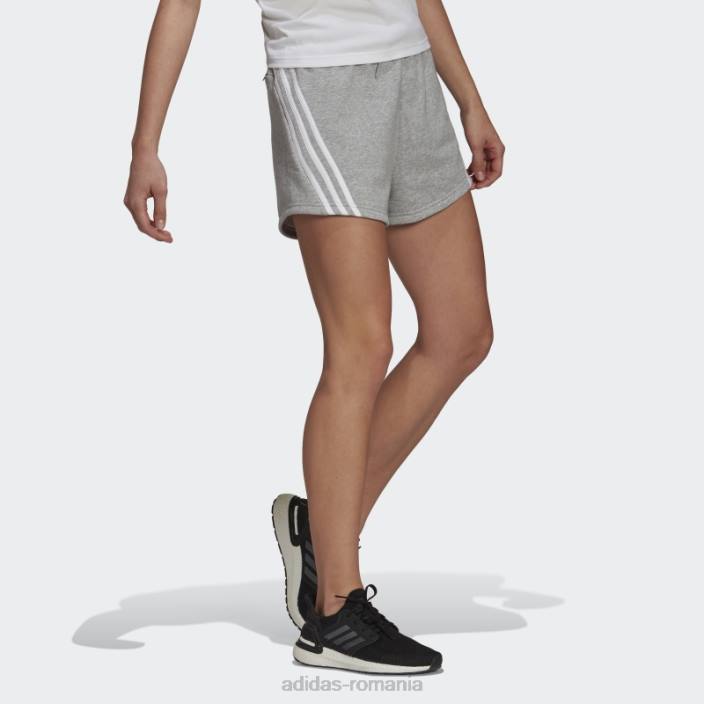 Adidas mediu gri fashion sportswear future icons pantaloni scurți cu 3 dungi femei gri mediu 2JBN3246