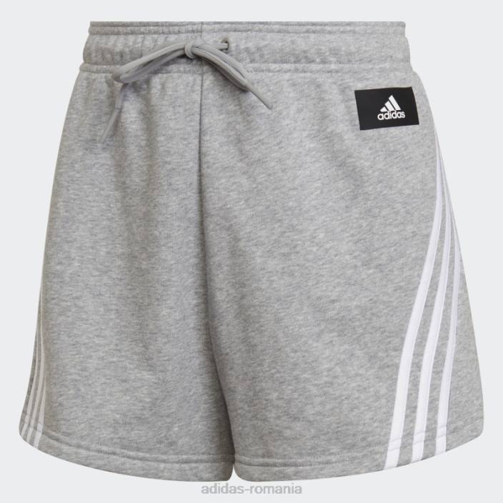 Adidas mediu gri fashion sportswear future icons pantaloni scurți cu 3 dungi femei gri mediu 2JBN3246