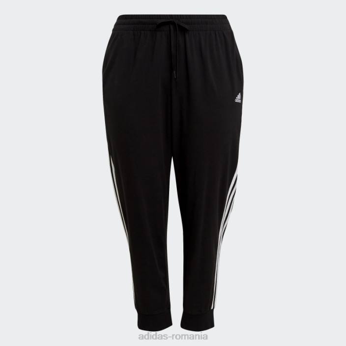 Adidas pantaloni cu 3 dungi (plus mărime) negri femei negru 2JBN9361
