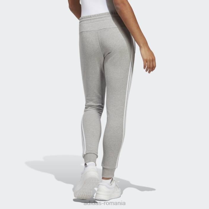 Adidas pantaloni cu manșete din țesătură franceză cu 3 dungi, gri mediu adidas femei gri mediu/alb 2JBN8952