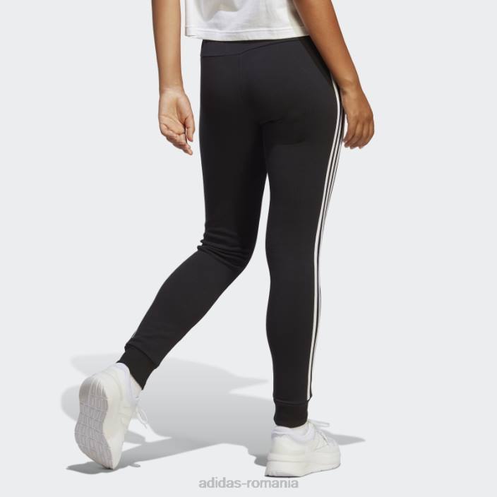 Adidas pantaloni cu manșete din țesătură franceză cu 3 dungi, negru adidas femei alb negru 2JBN8928