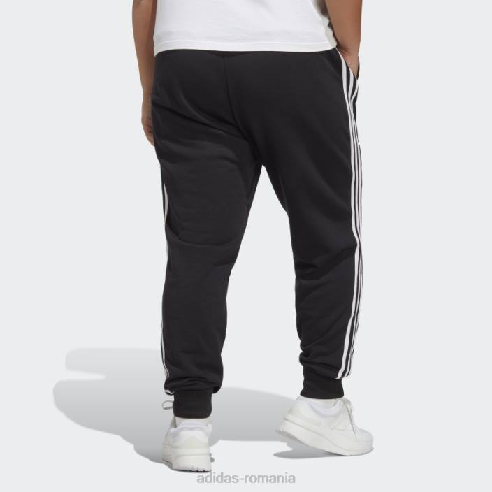 Adidas pantaloni cu manșete din țesătură franceză cu 3 dungi (plus mărime) negri adidas femei alb negru 2JBN10824