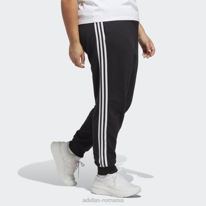 Adidas pantaloni cu manșete din țesătură franceză cu 3 dungi (plus mărime) negri adidas femei alb negru 2JBN10824