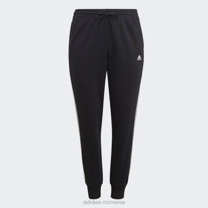 Adidas pantaloni cu manșete din țesătură franceză cu 3 dungi (plus mărime) negri adidas femei alb negru 2JBN10824